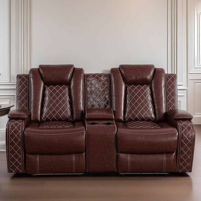 Loveseat Recliner Sofa, Reclining Loveseat Leather Couch - Image 7