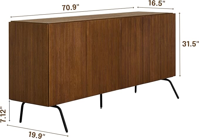 NTC Veil Modern Sideboard with 4 Doors, Buffet Cabinet with Vertical Groove - Image 2