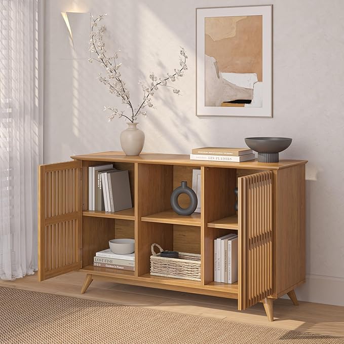 Plank+Beam Mid-Century Modern Wood TV Stand, Solid Wood Entertainment Console - Image 8