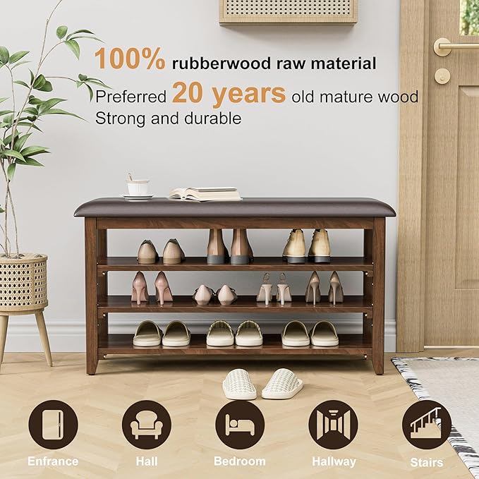 Shoe Bench Storage Rubberwood - Image 8