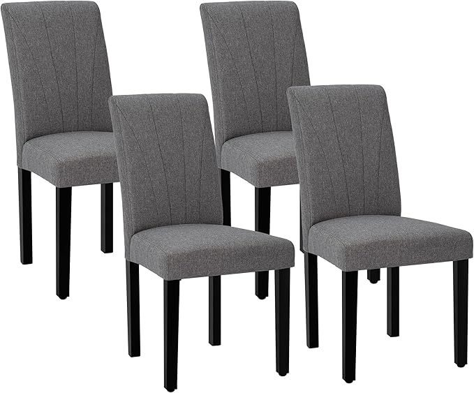 VECELO Upholstered Dining Chairs Set of 4, Modern Fabric and High Back & Solid by VECELO