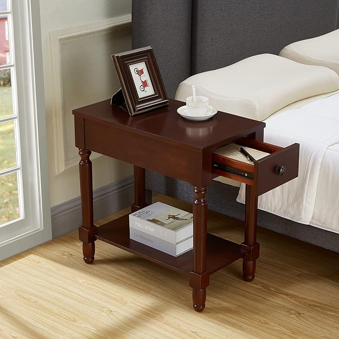 Ball & Cast Wood End Tables, Dark Brown-Open - Image 2