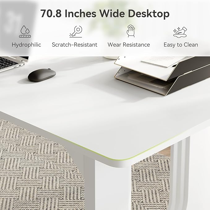 LITTLE TREE 70.8-Inch Home Office Desk, Study Writing Work Desk - Image 7