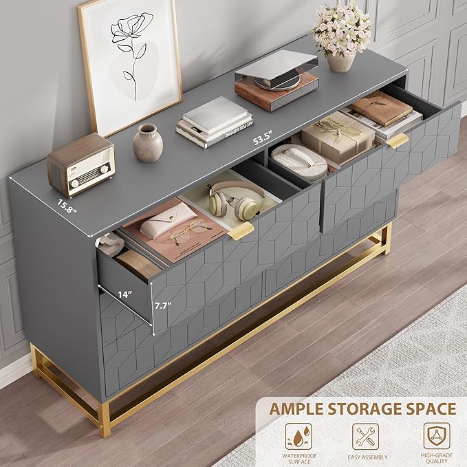 Dresser for Bedroom, 53.5" Large Dresser Organizer, 6 Drawer - Image 4