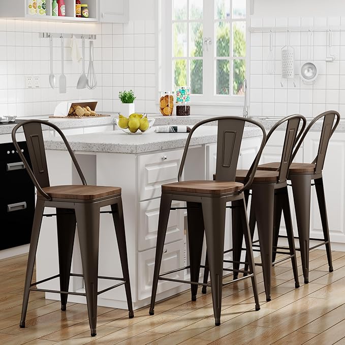 Yongqiang 26 inch Bar Stools Set of 4 Kitchen Counter Height Bar Chairs High - Image 2