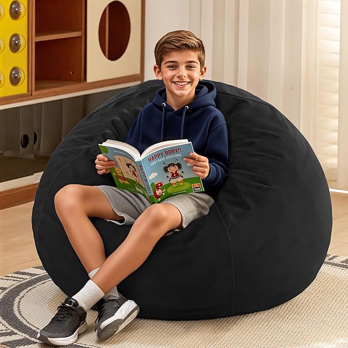 HABUTWAY 2FT Bean Bag Chair, Teardrop Bean Bag Chair Luxurious Velvet Ultra - Image 2