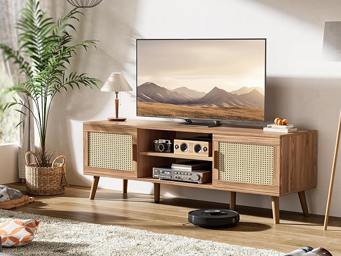 SUPERJARE Boho TV Stand for 65 Inch TV, Entertainment Center - Image 2