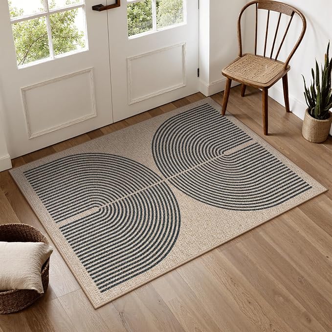 Lahome Rainbow Easy Jute Rug, Farmhouse Neutral Lightweight Non Shedding Low - Image 2