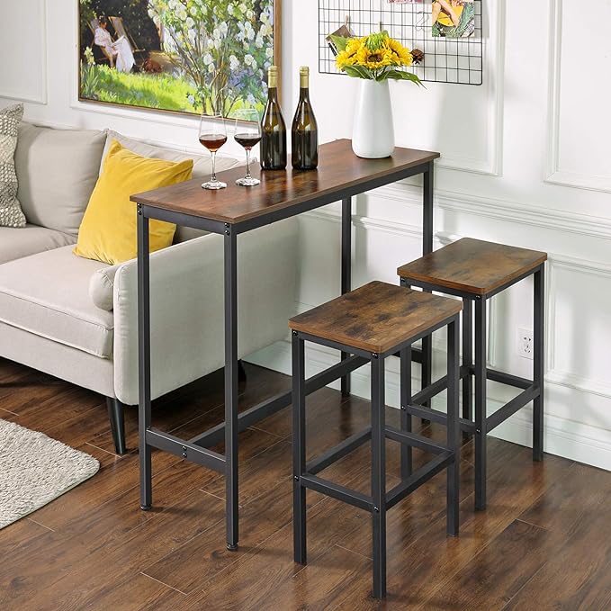 VASAGLE Bar Table, Narrow Long Kitchen Dining Table, Sturdy Metal Frame - Image 6