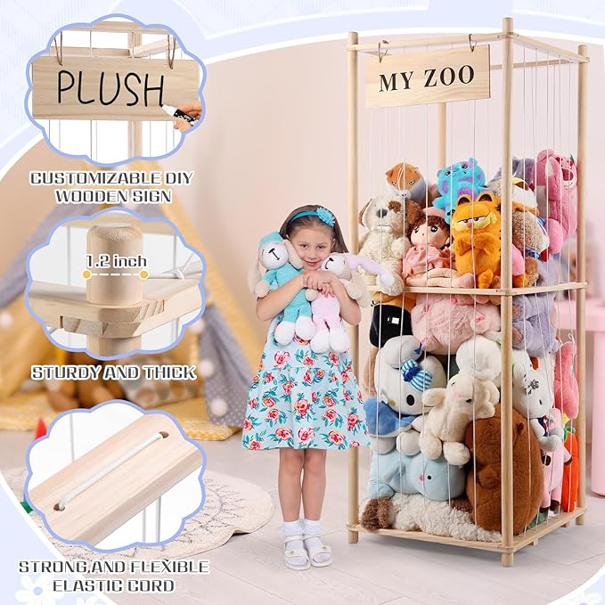 Stuffed Animal Storage Zoo, Wooden Stuffed Animal Organizer - Image 5