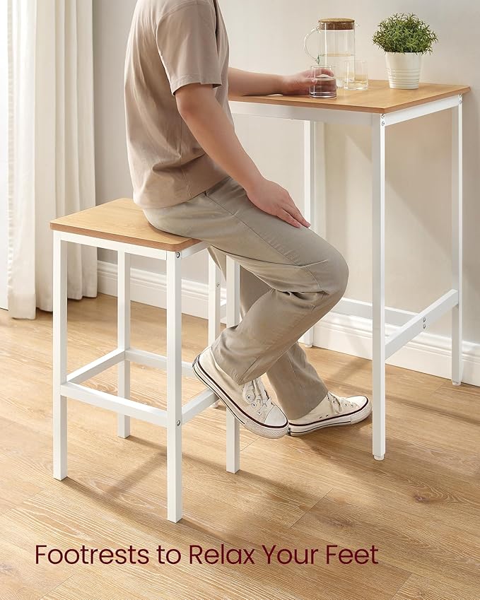 VASAGLE Bar Table and Chairs Set, Square Table - Image 7