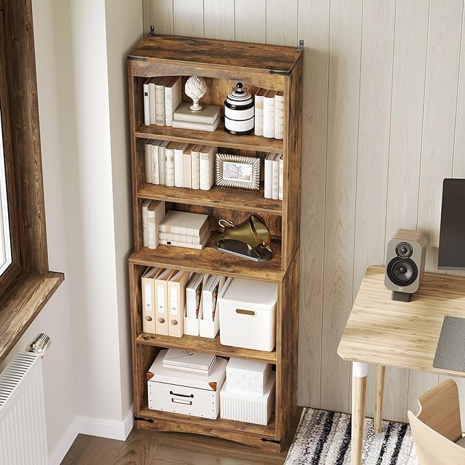 Tall Bookcase and Bookshelf, 6-Tier Bookcase - Image 4