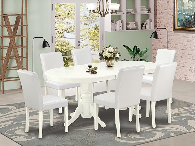 East West Furniture VAAB7-LWH-64 7 Piece Dinette Set Consist of an Oval Dining - Image 2