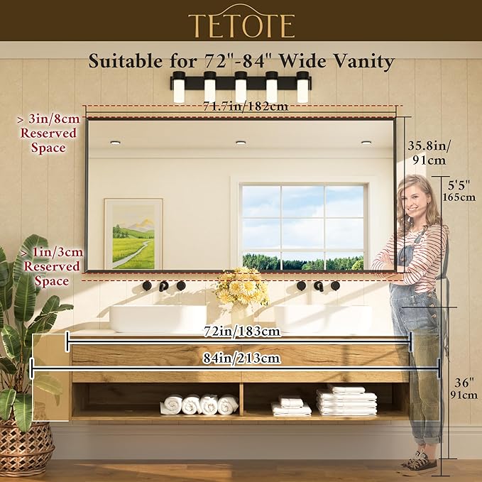 TETOTE Brushed Nickel Vanity Mirror - Image 5