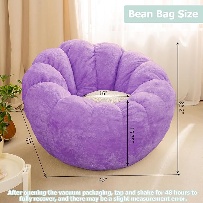 Pumpkin Bean Bag Sofa Chair for Adult, Beanbag Couch - Image 2