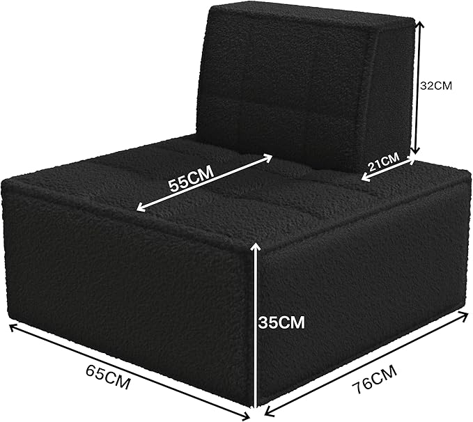 Modular Sherpa Sofa Chair, Cozy Floor Lounge Seating, No Armrests, Small Sofa - Image 2