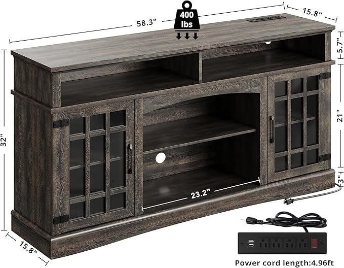 IRONCK Farmhouse TV Stand for 65 Inch TV, 32“Tall Entertainment Center - Image 8