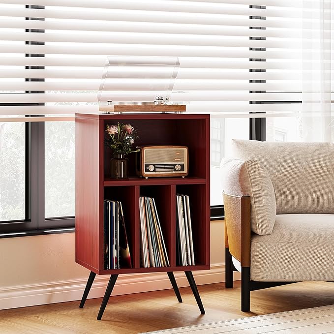 Record Player Stand, Vinyl Record Storage Cabinet - Image 4
