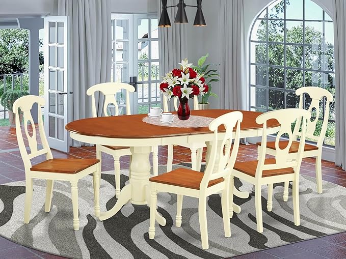 East West Furniture PLKE7-WHI-W 7 Piece Modern Dining Table Set Consist of an - Image 2