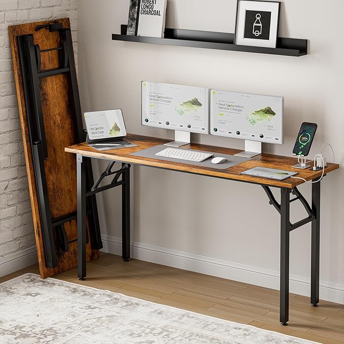 Frylr Small Folding Computer Desk – 55.1 Inch Portable Table by Frylr