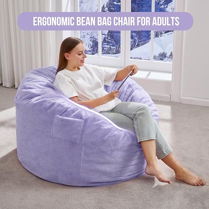 Hobestluk 3FT Bean Bag Chairs for Adults Large Beanbag Chair - Image 3