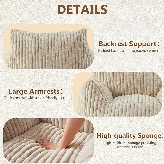 Giant Bean Bag Chairs for Adults Teens, Large Bean Bag Sofa Chairs - Image 4