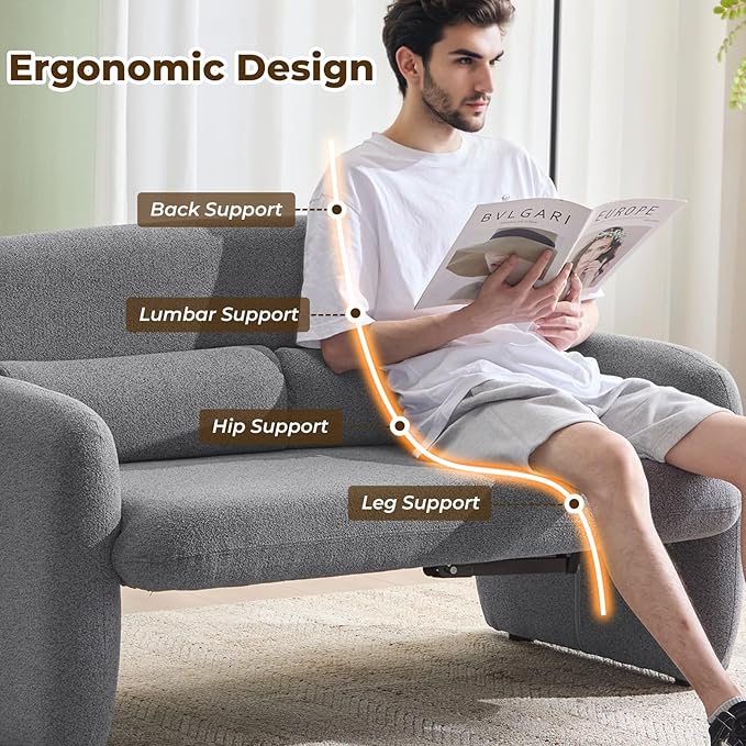 Furnimart Modern Loveseat Sofa, Comfy Upholstered Minimalist Couch, Small - Image 9