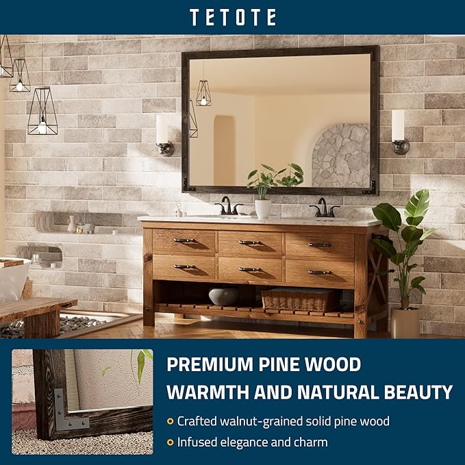 TETOTE 55 x 36 Black Wood Mirror - Image 2