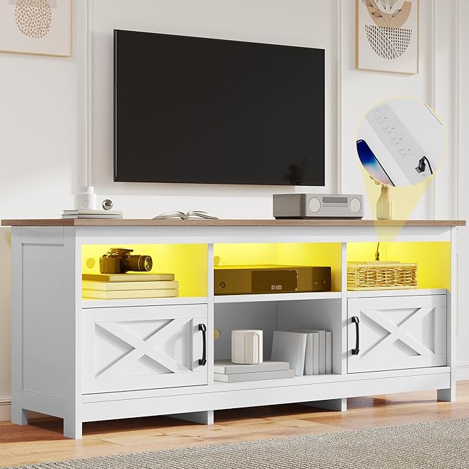 DWVO TV Stand for up to 65 Inch TV, Entertainment Center by DWVO
