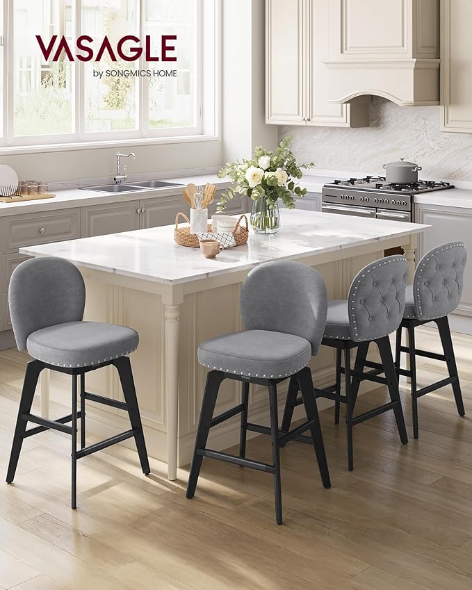 VASAGLE Bar Stools Set of 2, Swivel Counter Height Bar Stools - Image 3