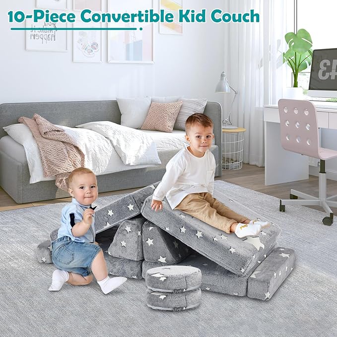 10Pcs Kids Play Couch, Toddler Sofa, Modular Kids Couch - Image 6
