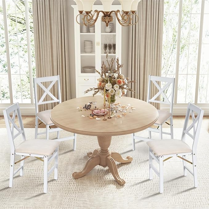 COLAMY Folding Dining Chairs Set of 4 – White Wooden Dining Room Chairs - Image 2