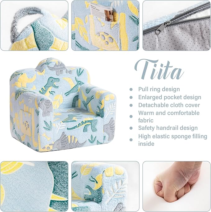 Tiita Kids Couch Plush Toddler Chair, Cloud-Like Glow in The Dark Kids Sofa - Image 4