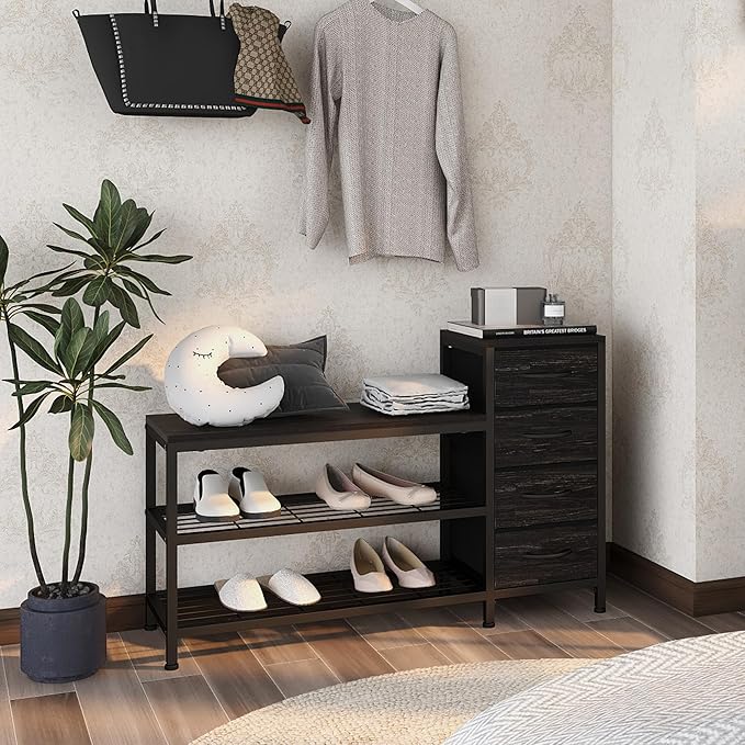EXOTICA 3 Tier Entryway Bench Shoe Storage Bench - Image 7