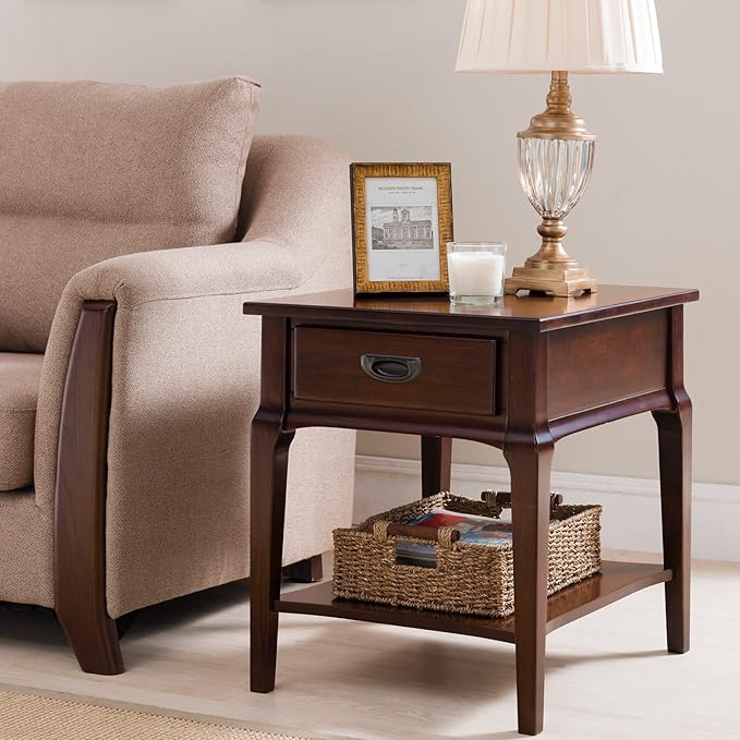 Leick Home Stratus End Table, 1 Drawer, Display Shelf, Solid Wood, 30 in x 12 - Image 7