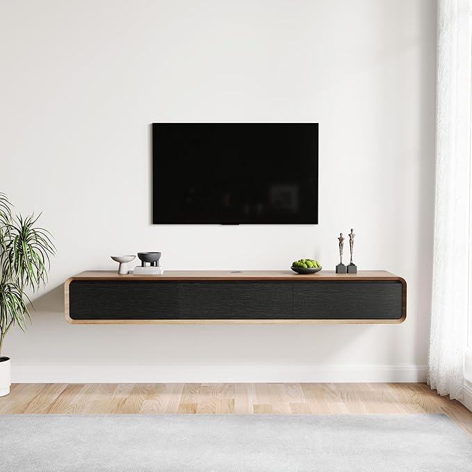 POVISON Fully-Assembled Minimalist Floating TV Stand, Modern Wall-Mounted - Image 3