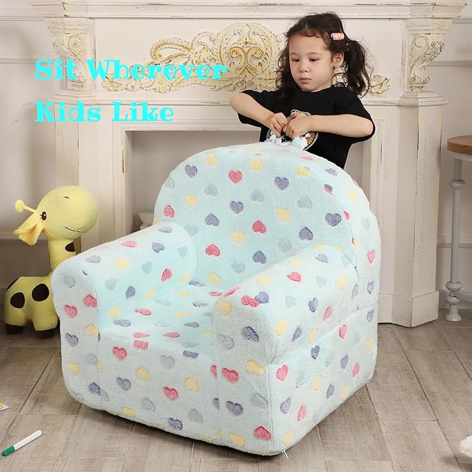 Colorful Heart Kids Sofa with Star Throw Pillow, High Back Toddler Chair Glow - Image 5