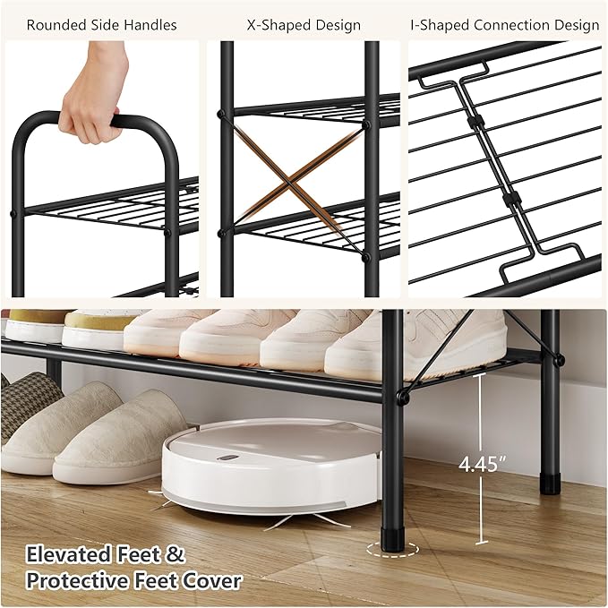 Hoctieon 4 Tier Mesh Style Shoe Rack, Entryway Shoe Shelf, Shoe Storage - Image 7