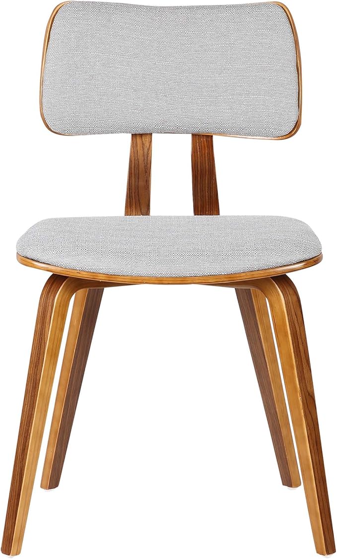 Armen Living Jaguar Mid-Century Dining Chair in Walnut Wood and Gray Fabric - Image 2
