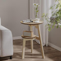 ChooChoo Round End Table for Small Spaces, Narrow Side Table, Accent Table by ChooChoo