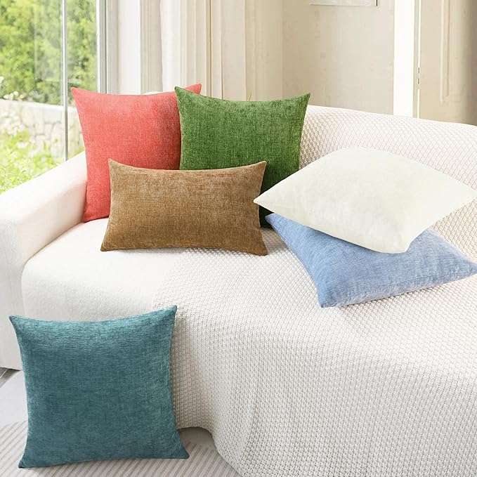 CaliTime Throw Pillow Covers Decorative 26 X 26 Inches Pack of 2 Cozy Chenille - Image 4