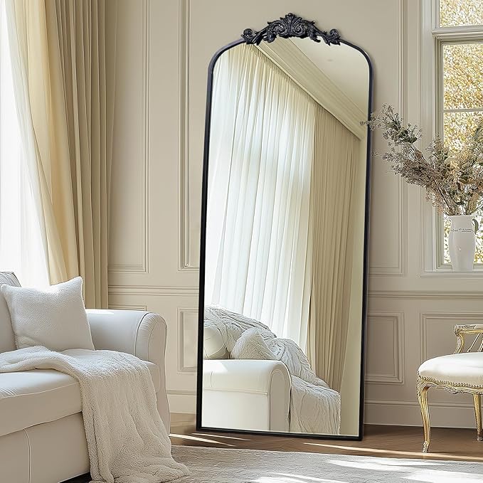 AIXI HOME Antique Black Arch Full Wall Mirror, Baroque Inspired Home Decor - Image 2