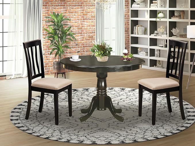 East West Furniture HLAN3-CAP-C 3 Piece Dining Table Set - Image 6