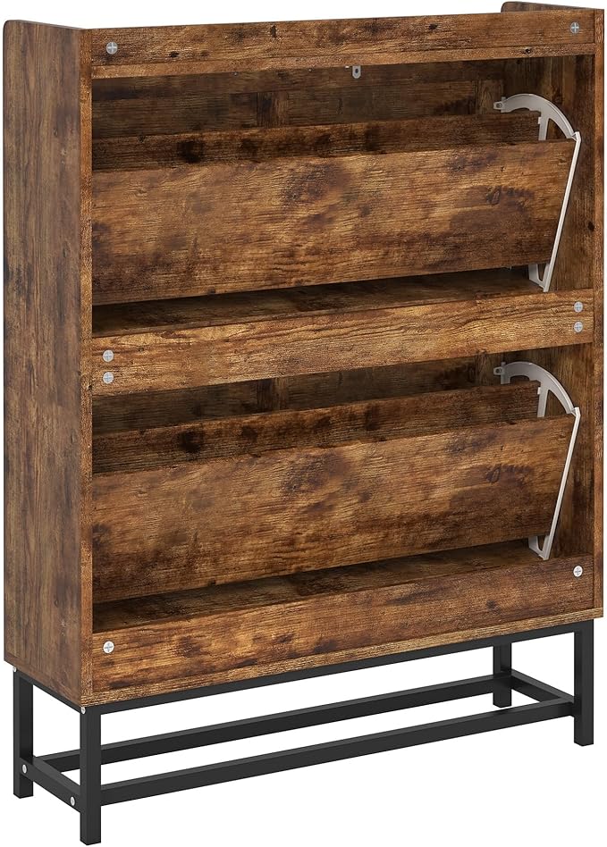 JSB Shoe Cabinet with 2 Flip Drawers, Freestanding Storage Organizer Shelf with - Image 7