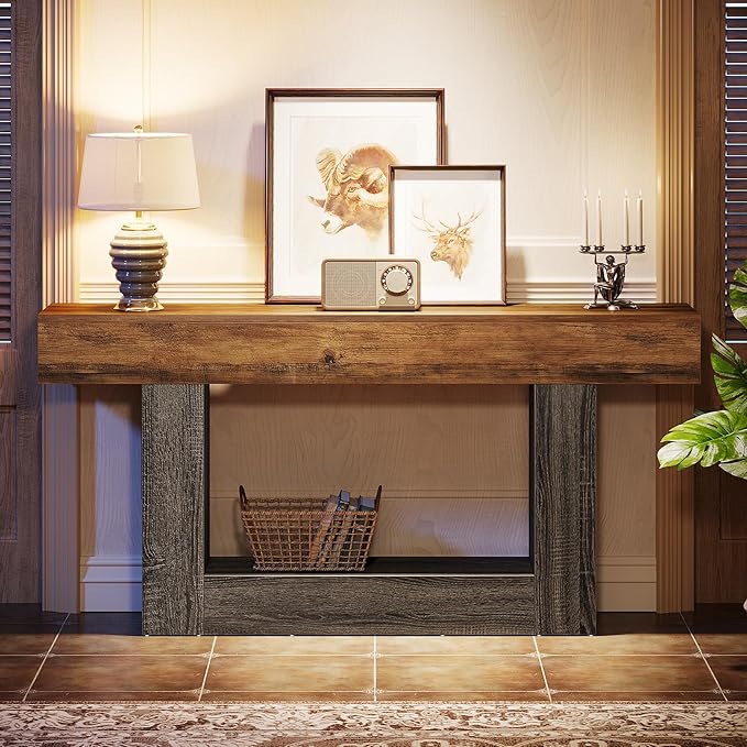 Tribesigns 63" Console Table, Farmhouse 2-Tier Entryway Table - Image 8