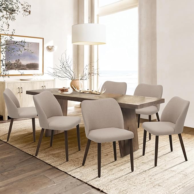 COLAMY Upholstered Dining Chairs Set of 6, Modern Fabric Dining Room Kitchen by COLAMYINC