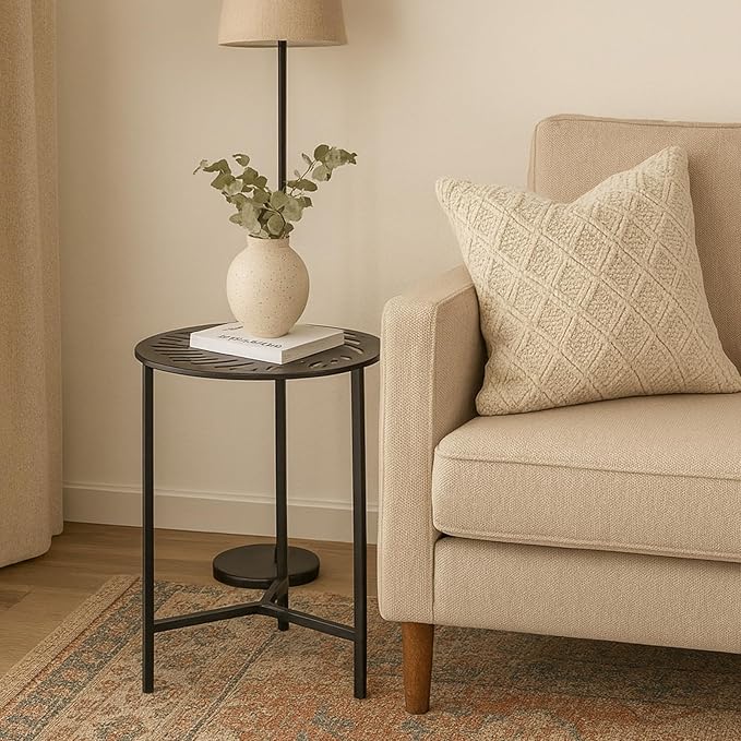 2 Packs 13" Metal Outdoor Side Tables Small Black Outside End Table - Image 9