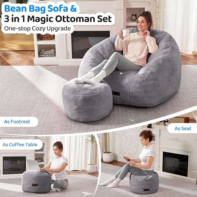 HABUTWAY Bean Bag Chair, Giant Bean Bag Chairs - Image 4