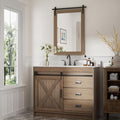 Brown Farmhouse Mirror for Wall, 22x30INCH Wood Framed Rectangle Bathroom by PAIHOME