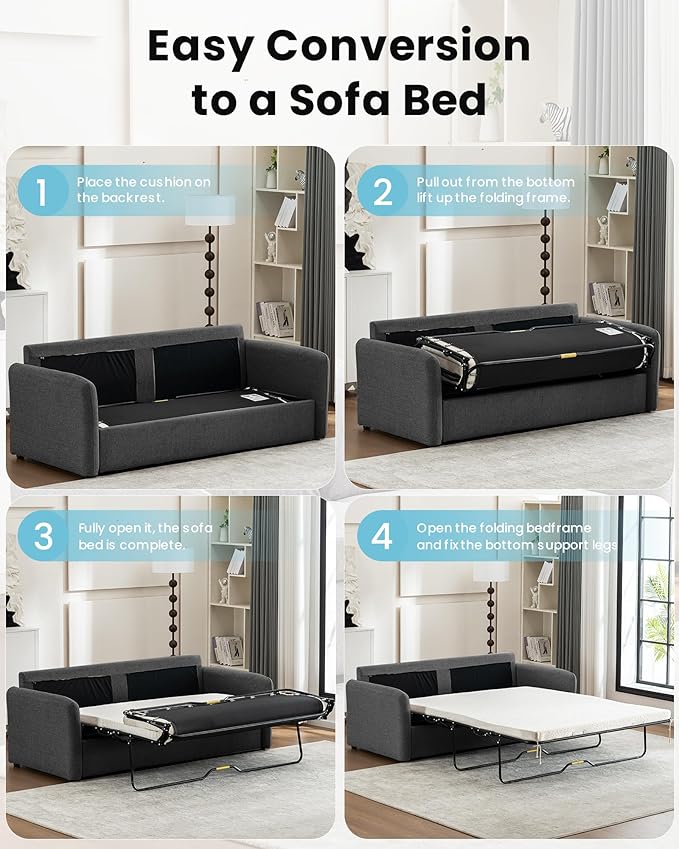 Queen Size Pull Out Sofa Bed, Convertible Sleeper Sofa Couch - Image 7